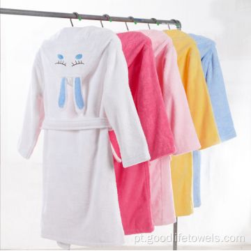 Design de desenhos animados de coelho 100% algodão Terry Kids Bathrobe